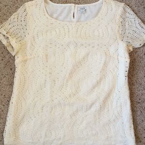 J Crew cream lace top, 12